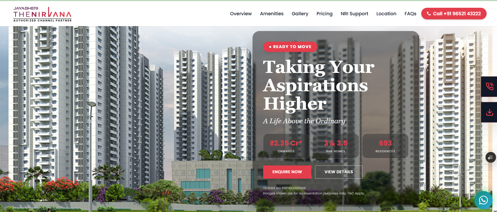 Jayabheri Nirvana website preview